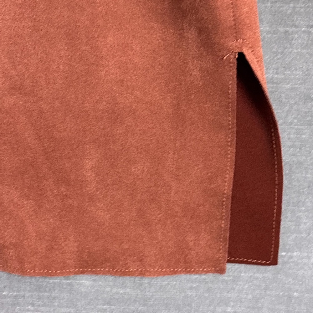 Tahari Jacket 2X Rust Red Orange Washable Faux Suede Midi Open Blazer Career - Picture 3 of 11
